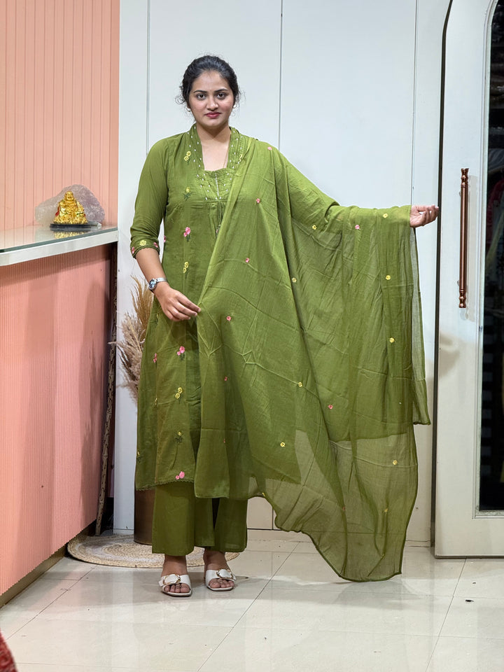 Mul Cotton Beautiful Embroidery work, cotton Lining  | R176￼