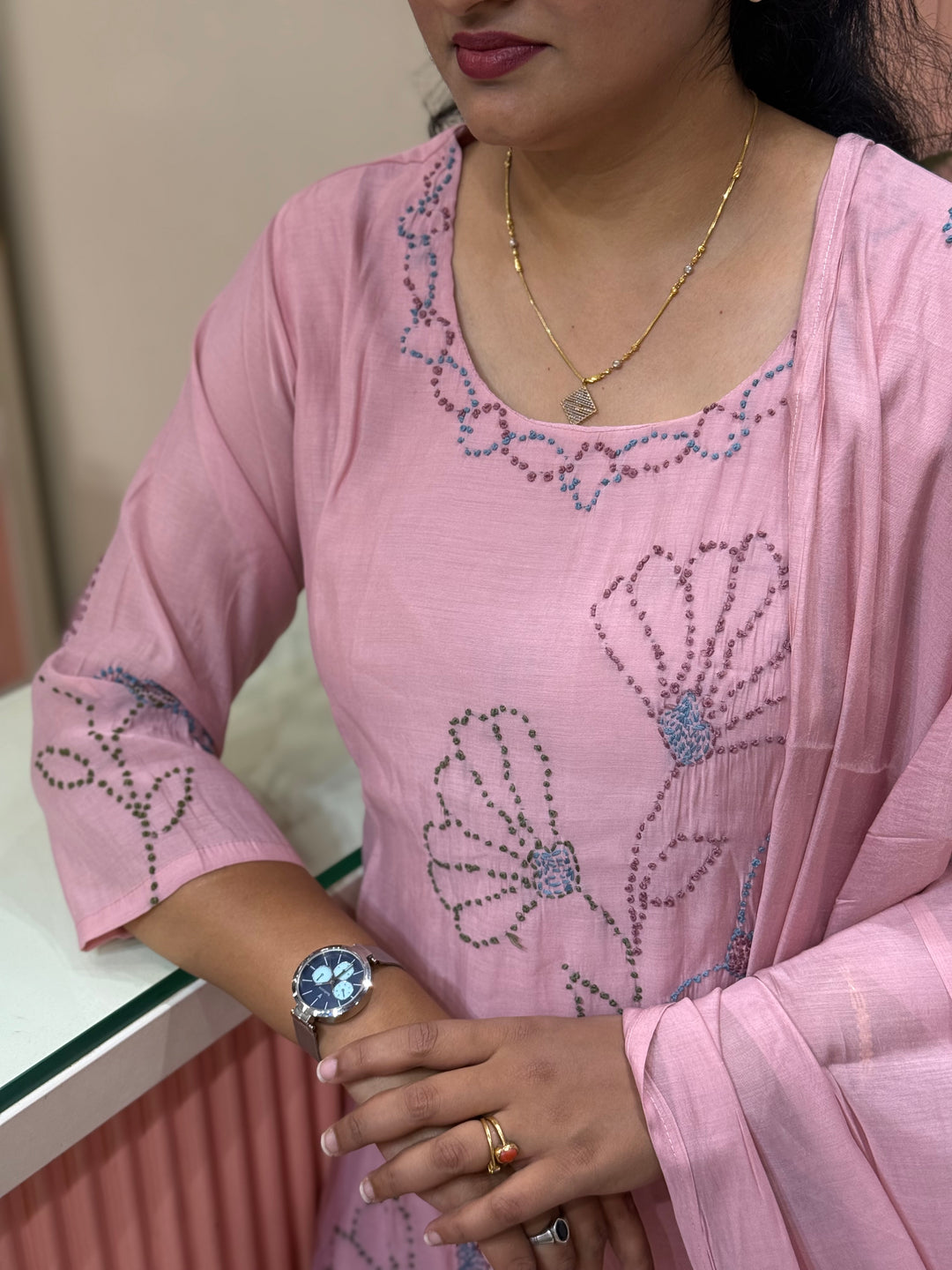 Mul Chanderi Collection with Floral Work | R226