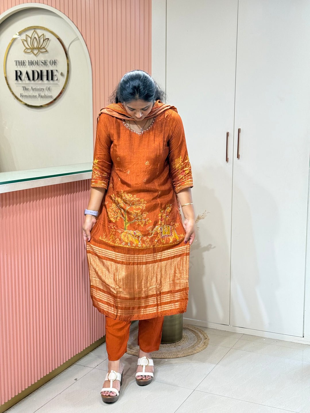 Tusser fabric with Figure design Collection (Cotton Lining )| R227