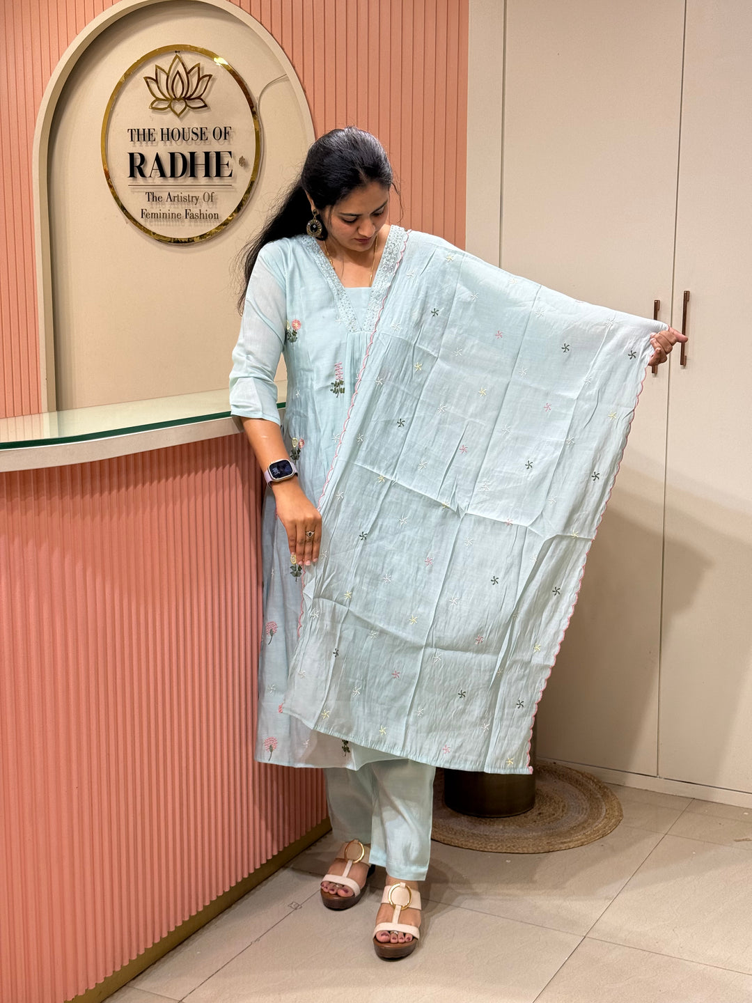 Mul Chanderi Collection With Embroidery Work | R179