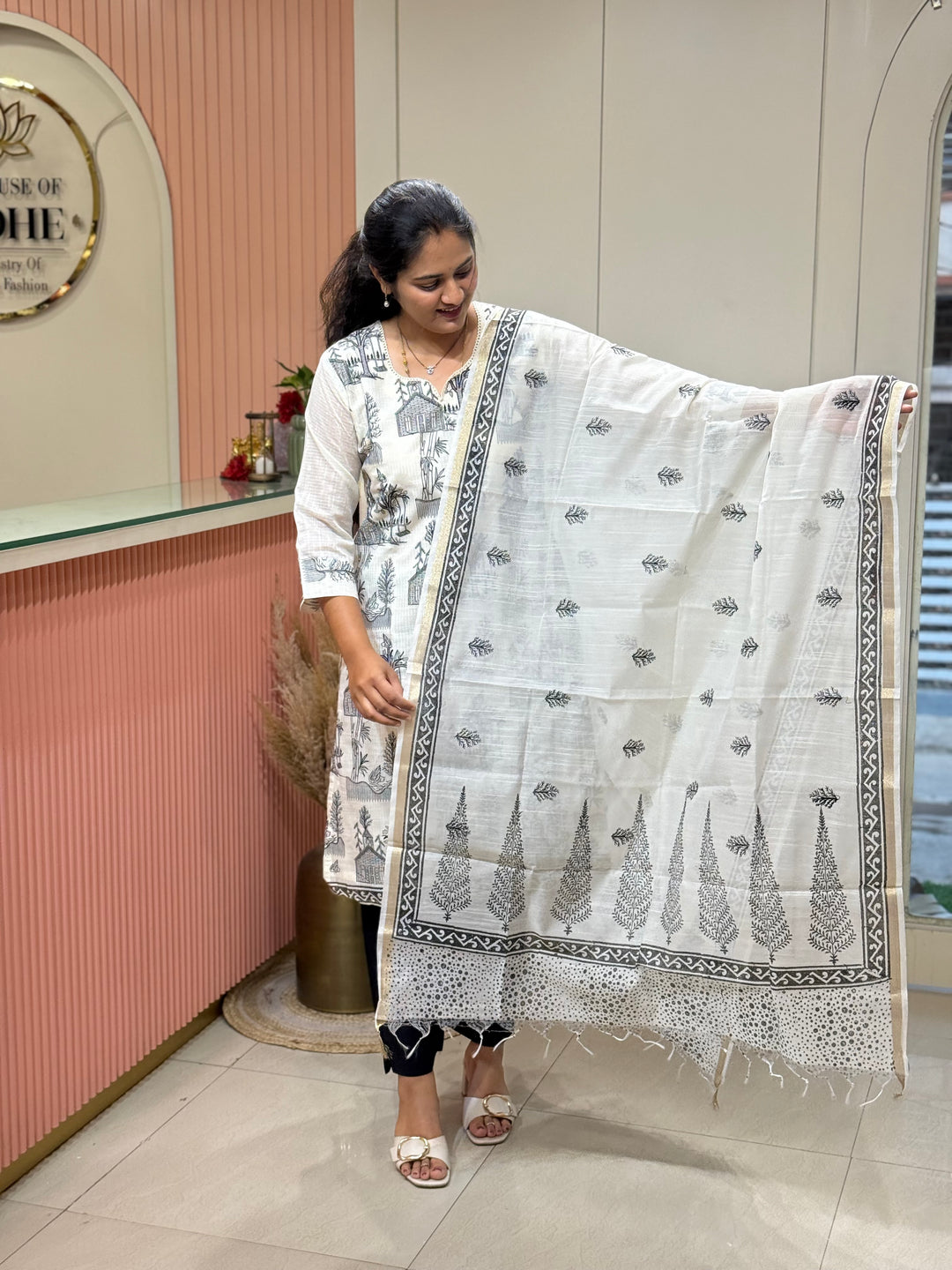 Linen Silk Collection with cotton Lining (Full Length Dupatta)| R181
