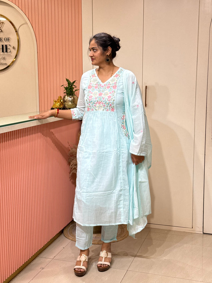 Pure Mul Cotton with Embroidery Work (Cotton Lining)  | R168
