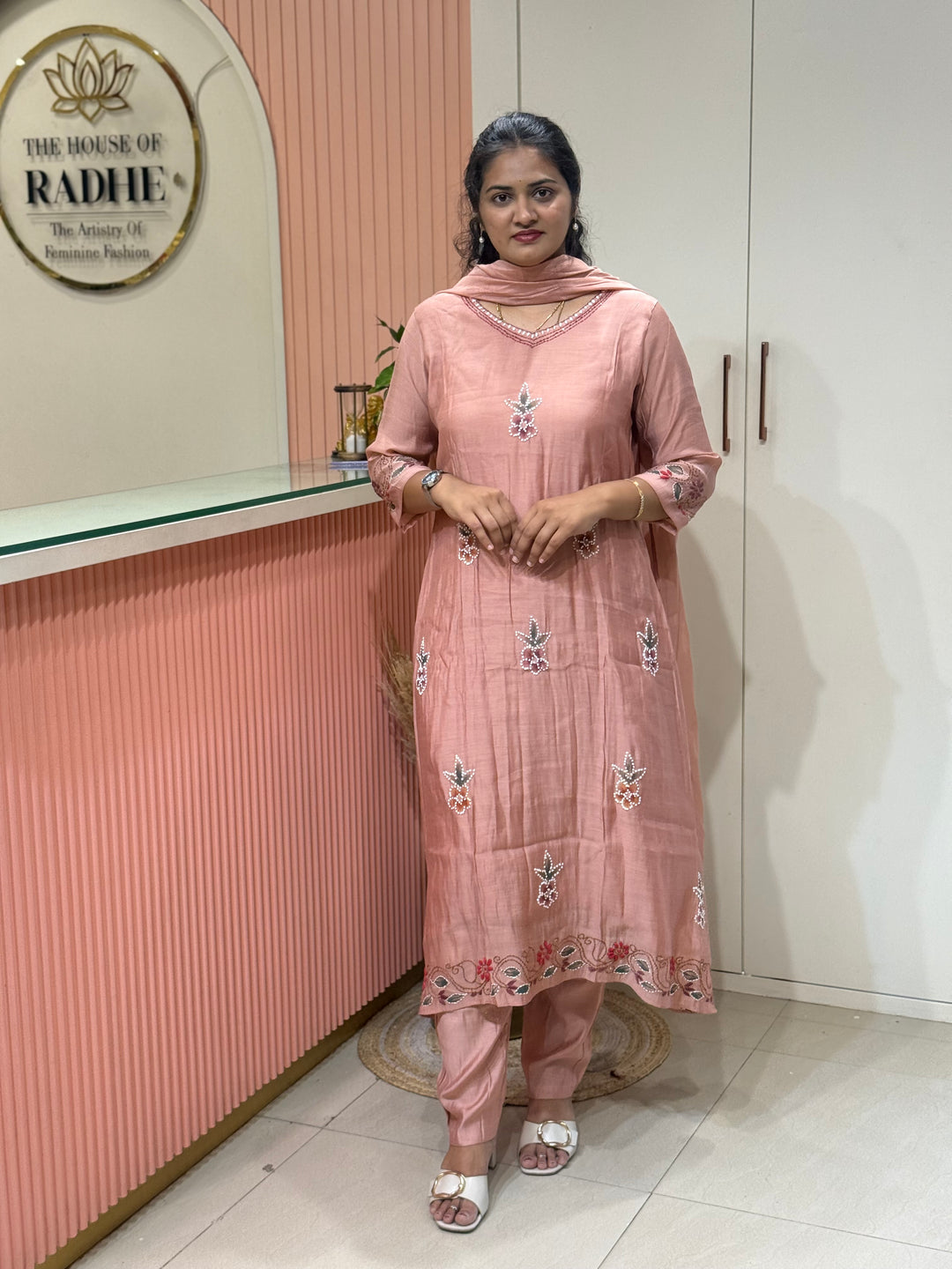 Mul Chanderi Collection with Hand Brush paint and Embroidery work (Cotton Lining) | R206