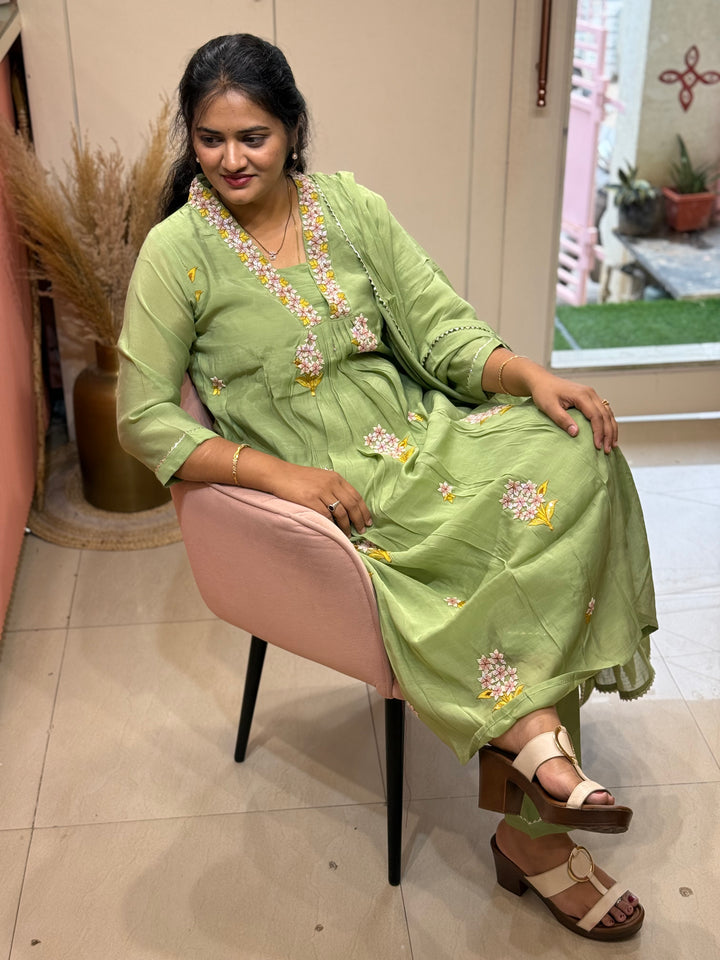 Pure Mul Chanderi handwork collection A Line Pattern | R229