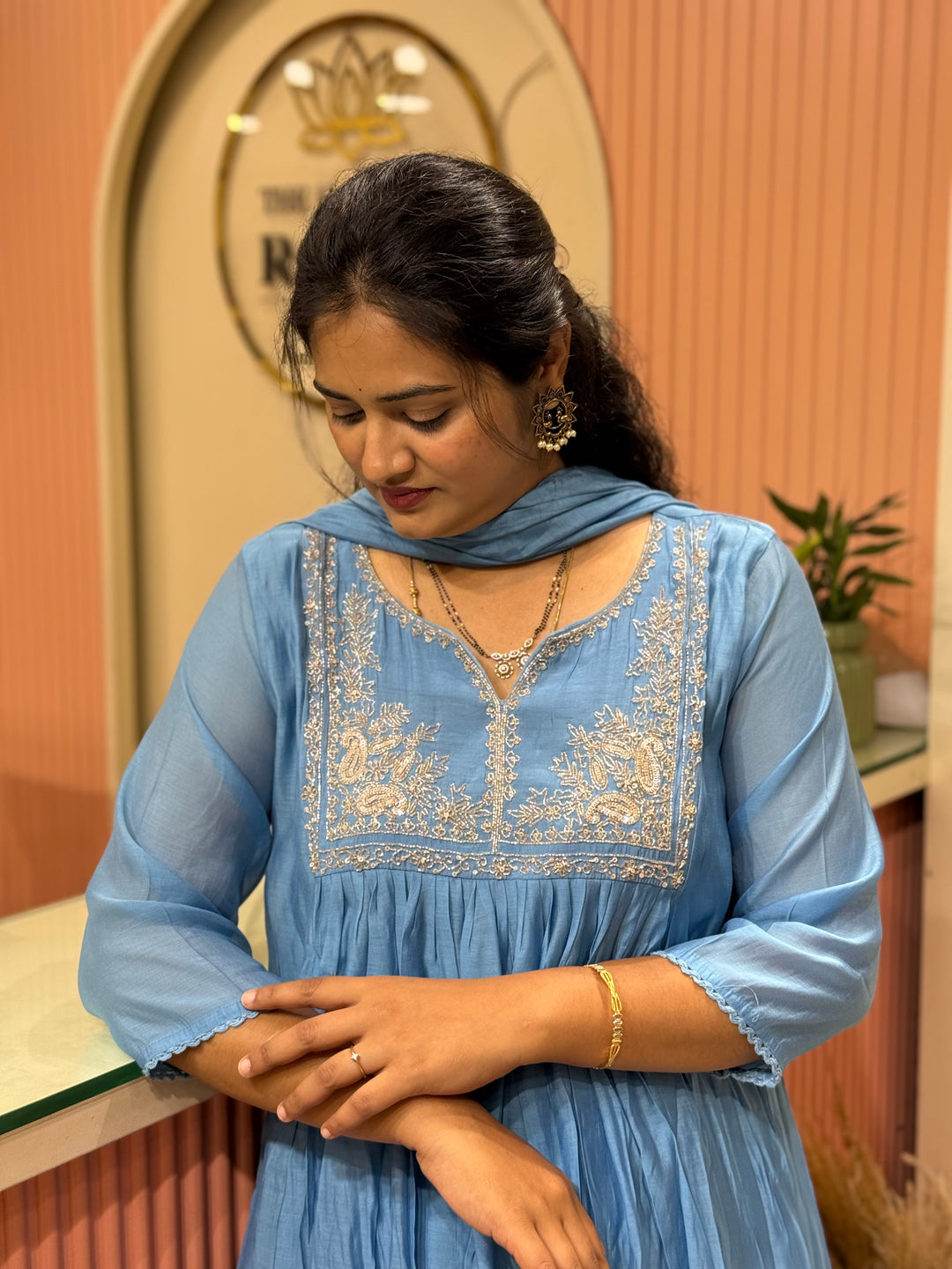 Mul Chanderi Collection with Handwork ( Cotton Lining )| R217