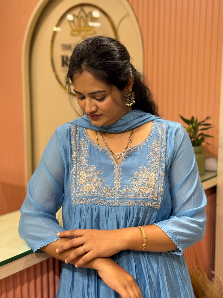 Mul Chanderi Collection with Handwork ( Cotton Lining )| R217