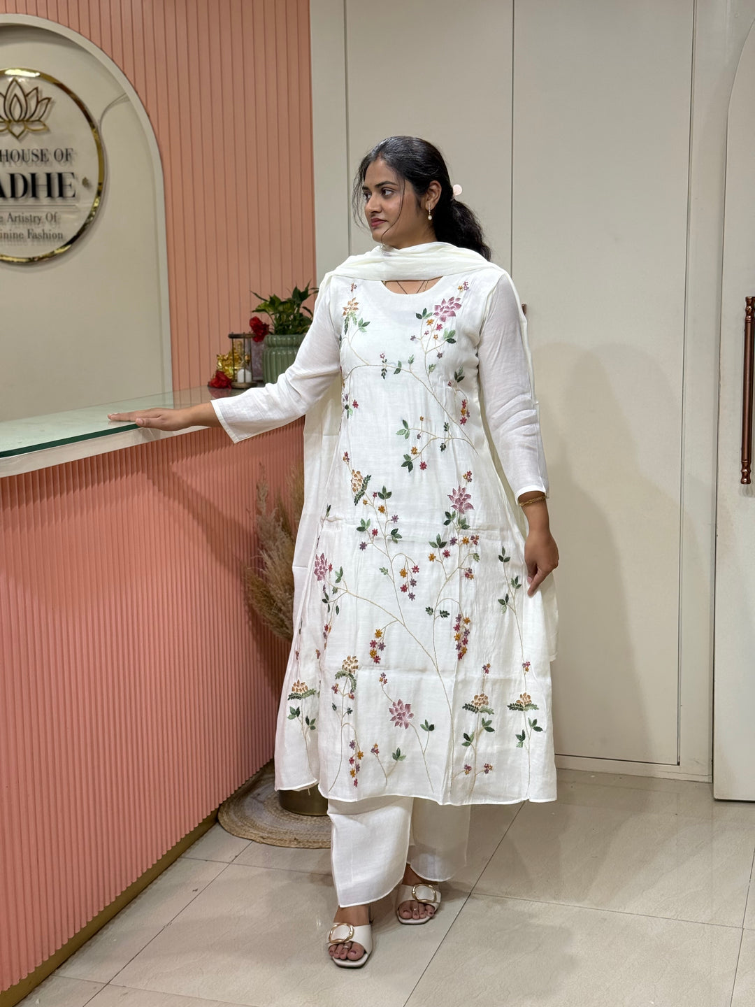Mul Chanderi Collection with Handwork ( Cotton Lining )| R217