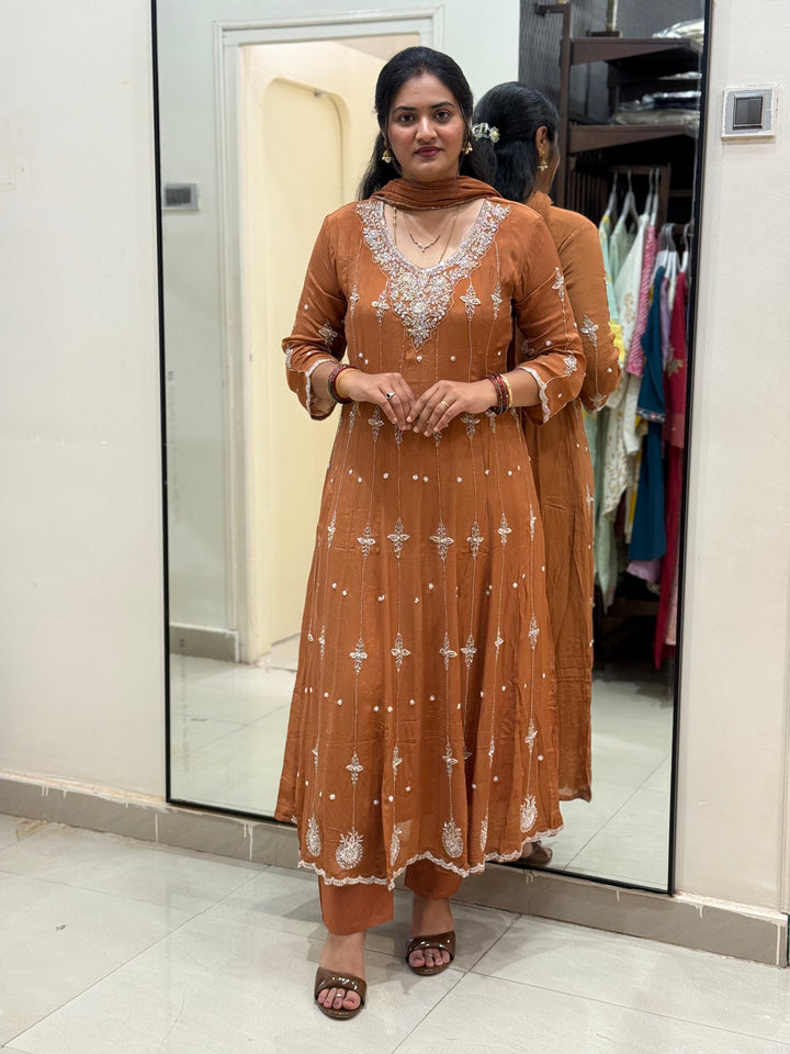 Pure Chinon Handwork Collection Party Wear  | R177