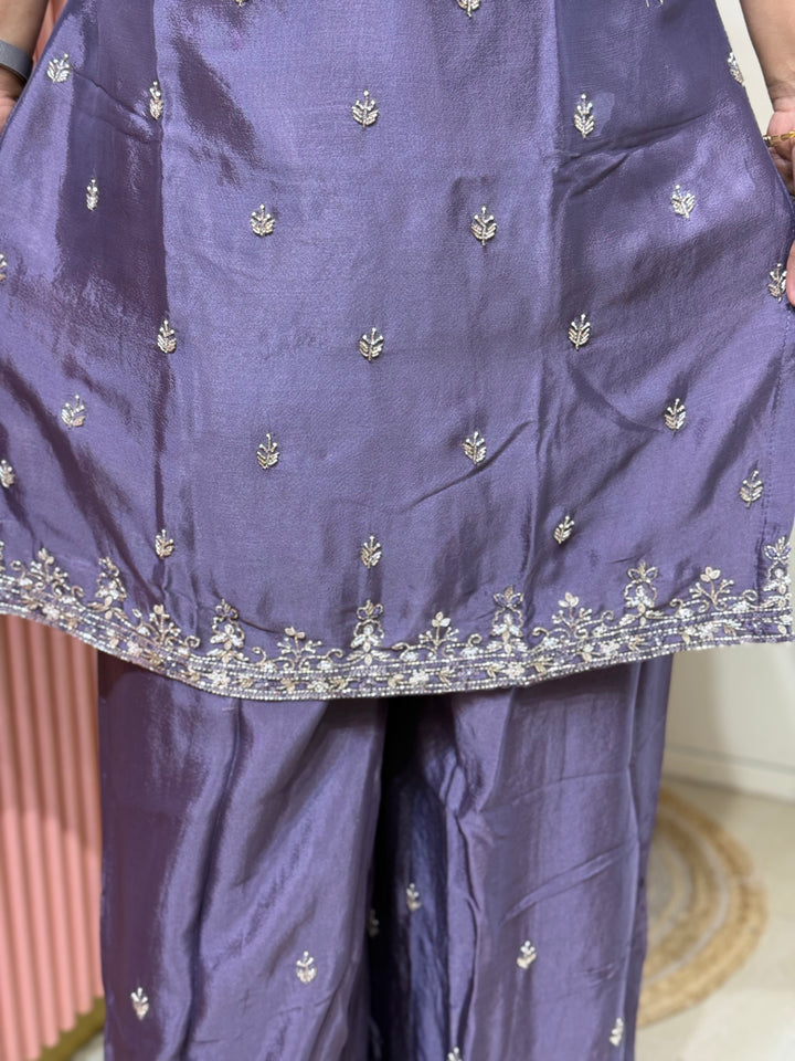 Pure Chinon Heavy Handwork Flared Palazzo Collection | R117