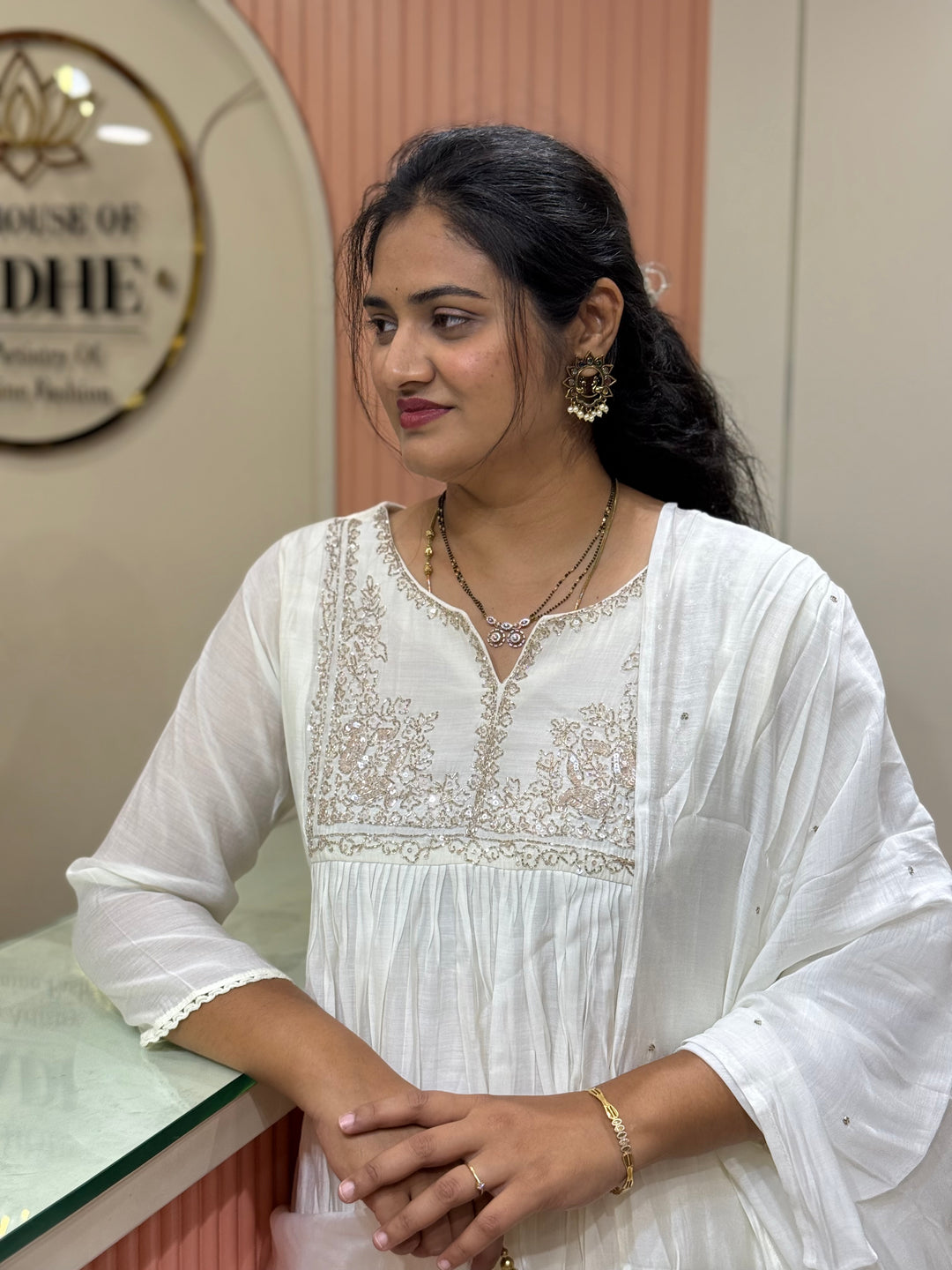 Mul Chanderi Collection with Handwork ( Cotton Lining )| R217