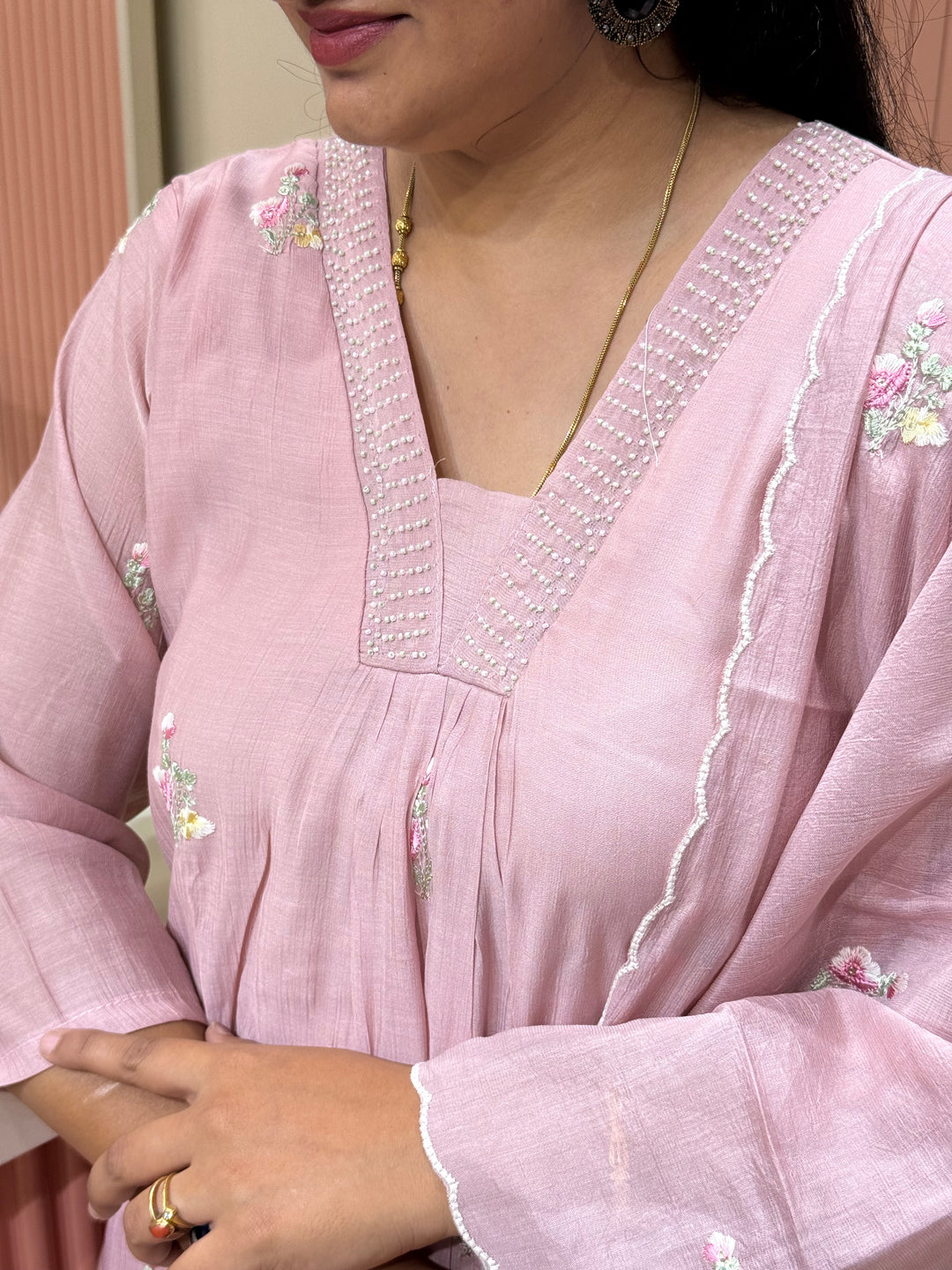 Premium Mul Chanderi with Embroidery work | R179