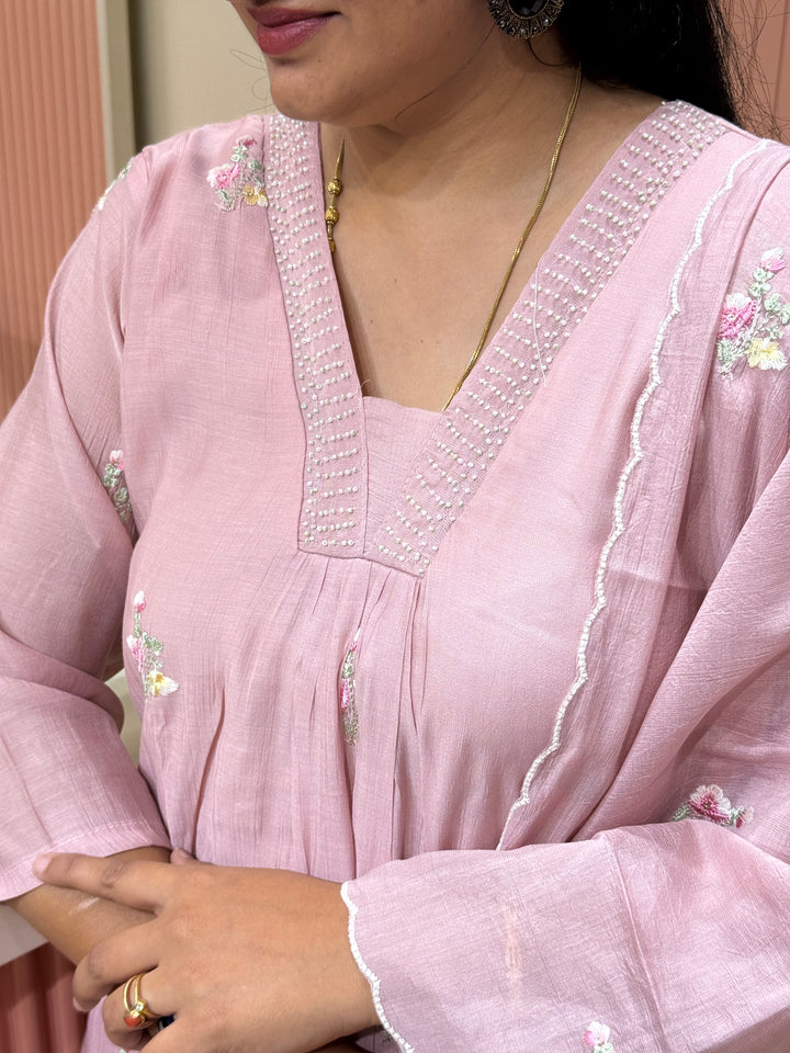 Premium Mul Chanderi with Embroidery work | R179