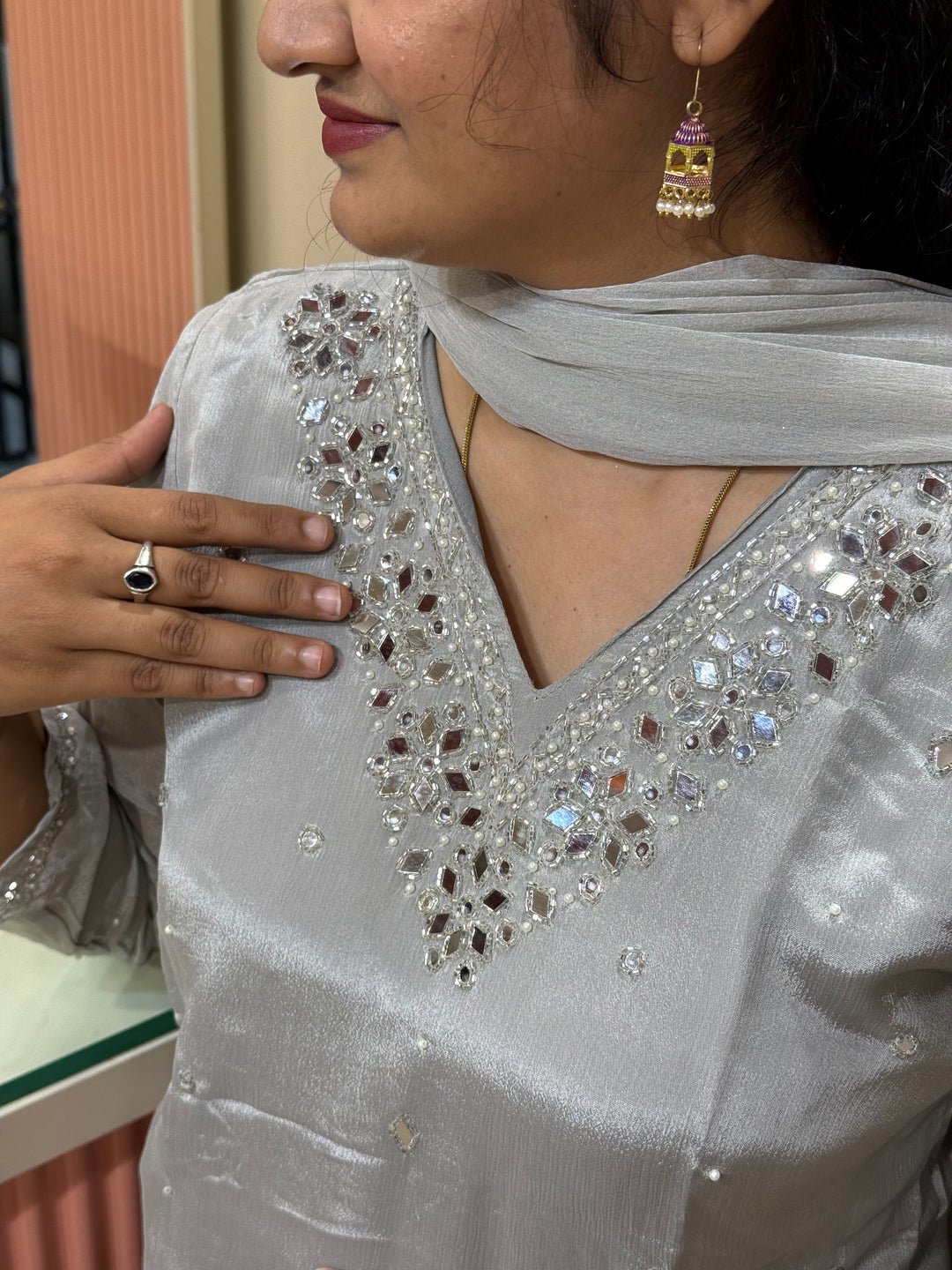 Designer Chinon Collection With Real Mirror Work | R177