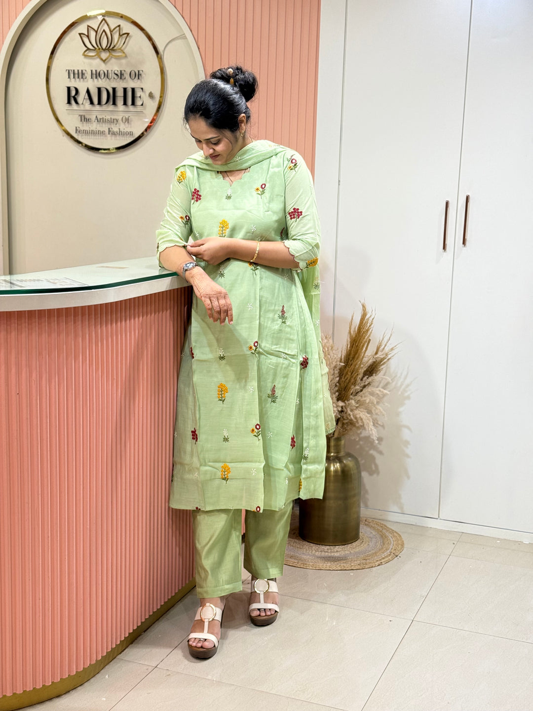Mul Chanderi Embroidery Collection – Elegant Flare Pattern | R179