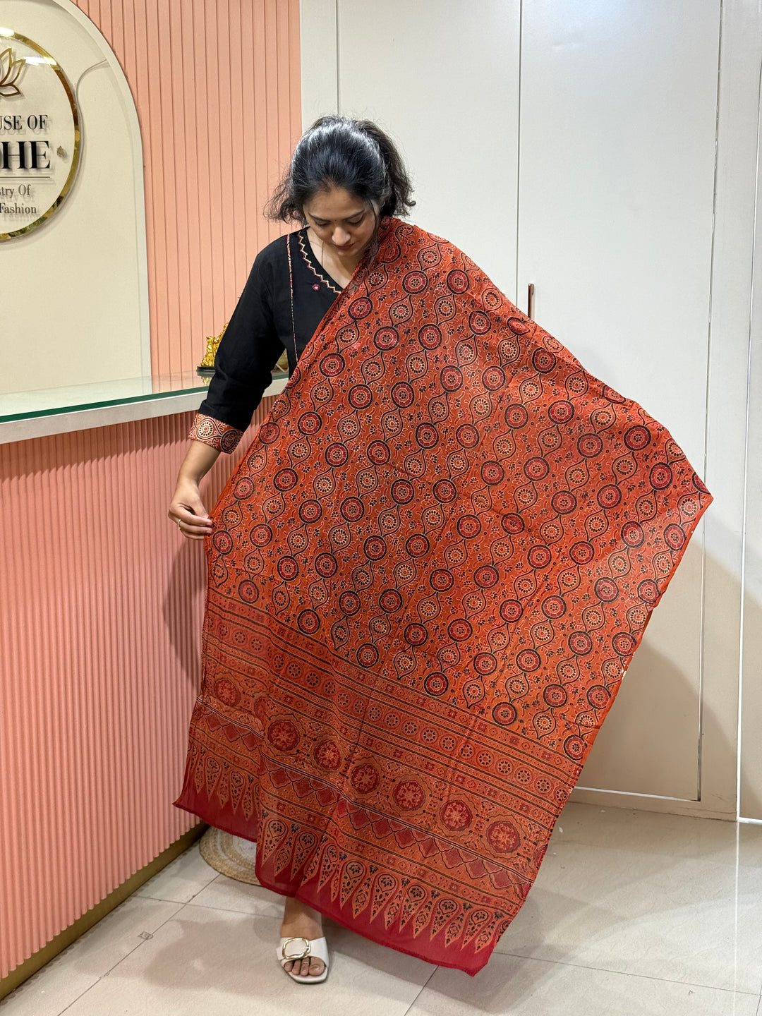 Khadi Cotton Collection With Ajrakh Print Dupatta | R210