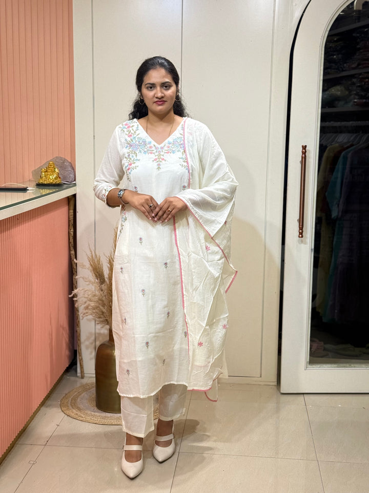Pure Mul Cotton with Embroidery Work (Cotton Lining)  | R168