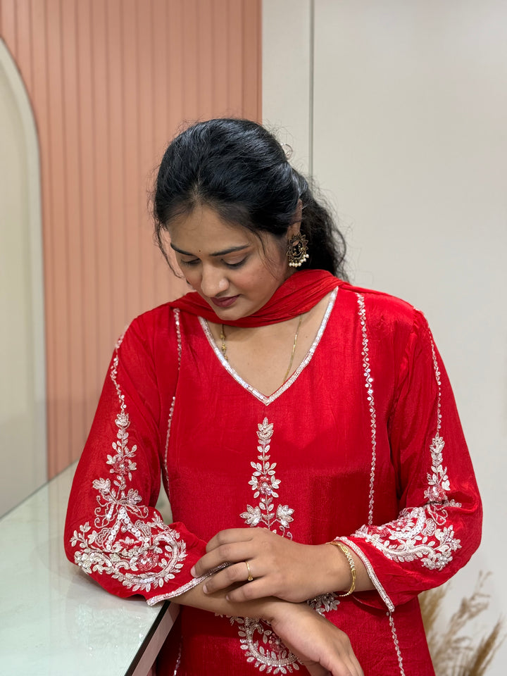 Pure Chinon Festive Collection | Full Handwork, Sequin &amp; Cut Dana | R177
