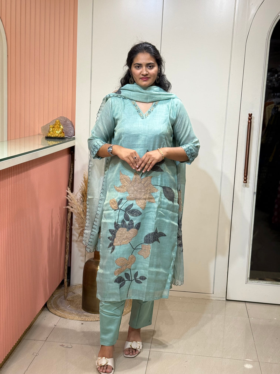 Luxury Pure Linen Collection – Kantha Stitch &amp; Knot Work | R154