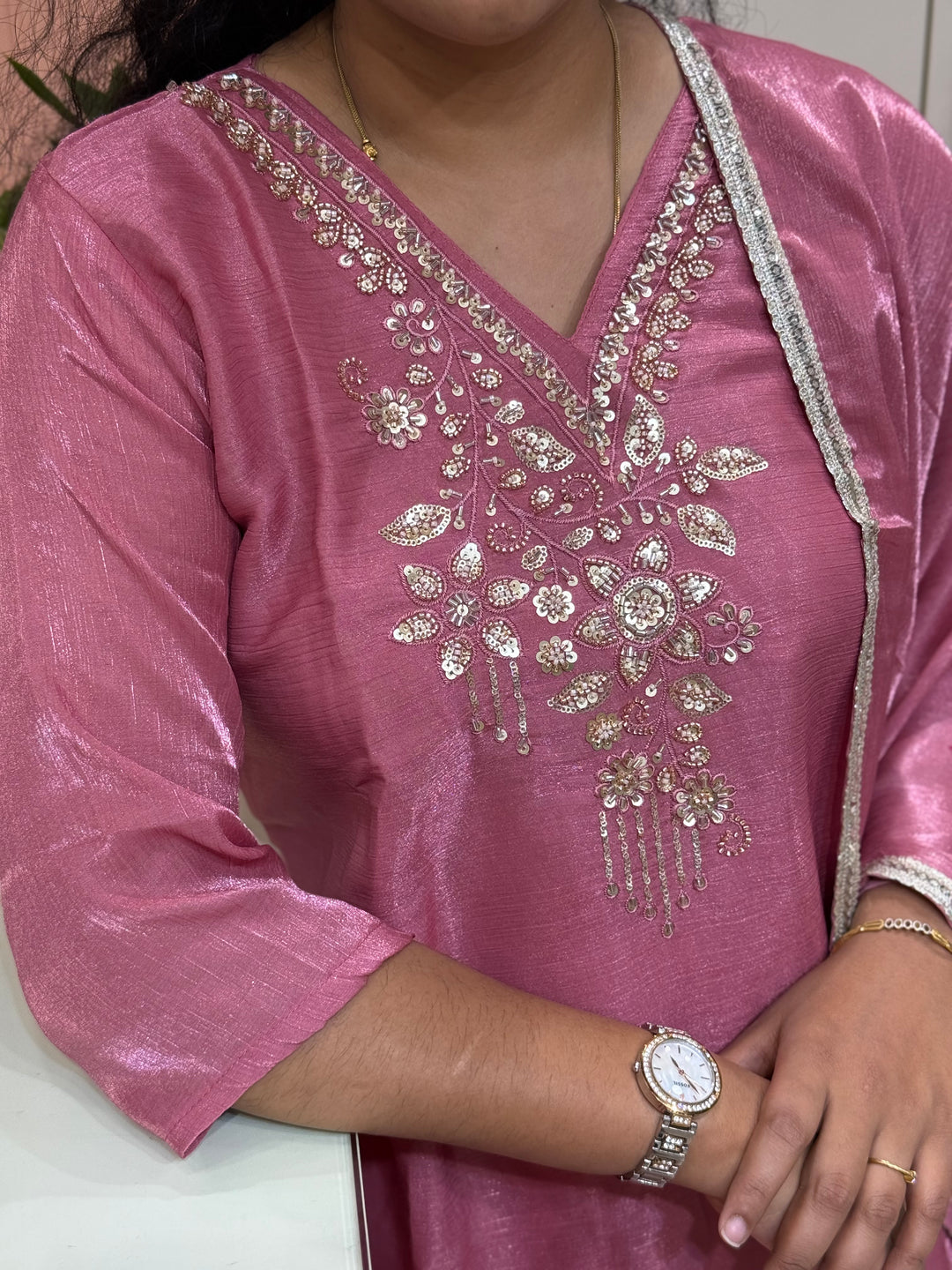 Roman Glass Fabric with beautiful work| R116
