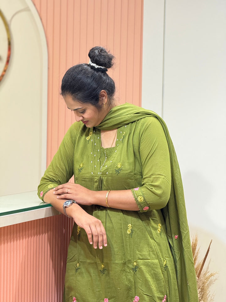 Mul Cotton Beautiful Embroidery work, cotton Lining  | R176￼