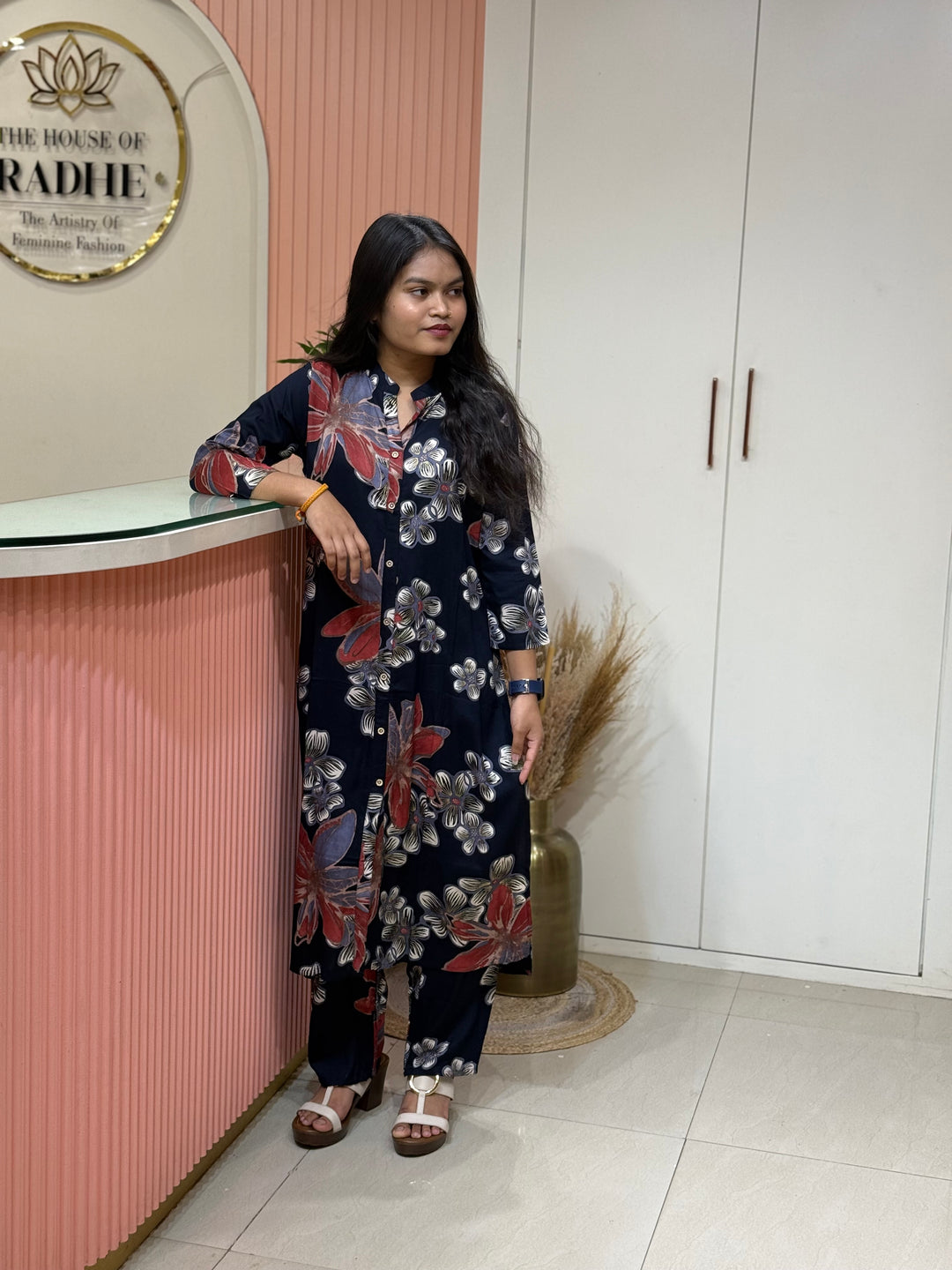 Rayon 2 piece collection with floral work | R137