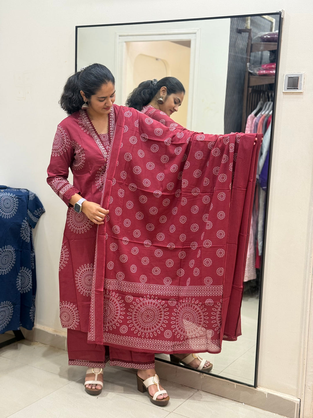 60-60 Cotton A-Line 3 Pc Kurta Set with Palazzo – RADHE97