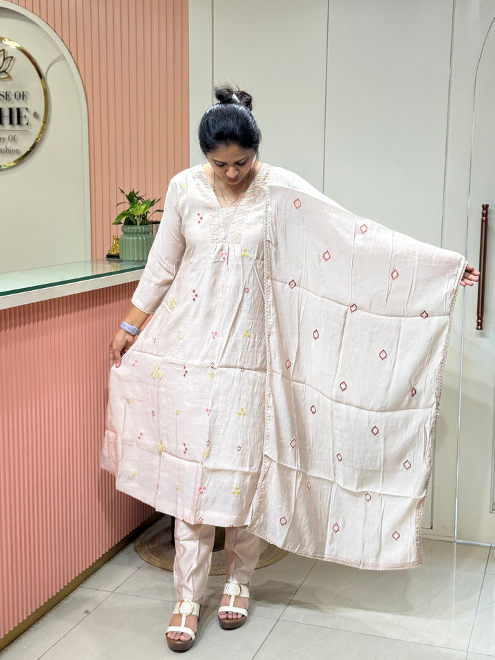 Mul Chanderi Collection with Embroidery work (Cotton Lining)| R204