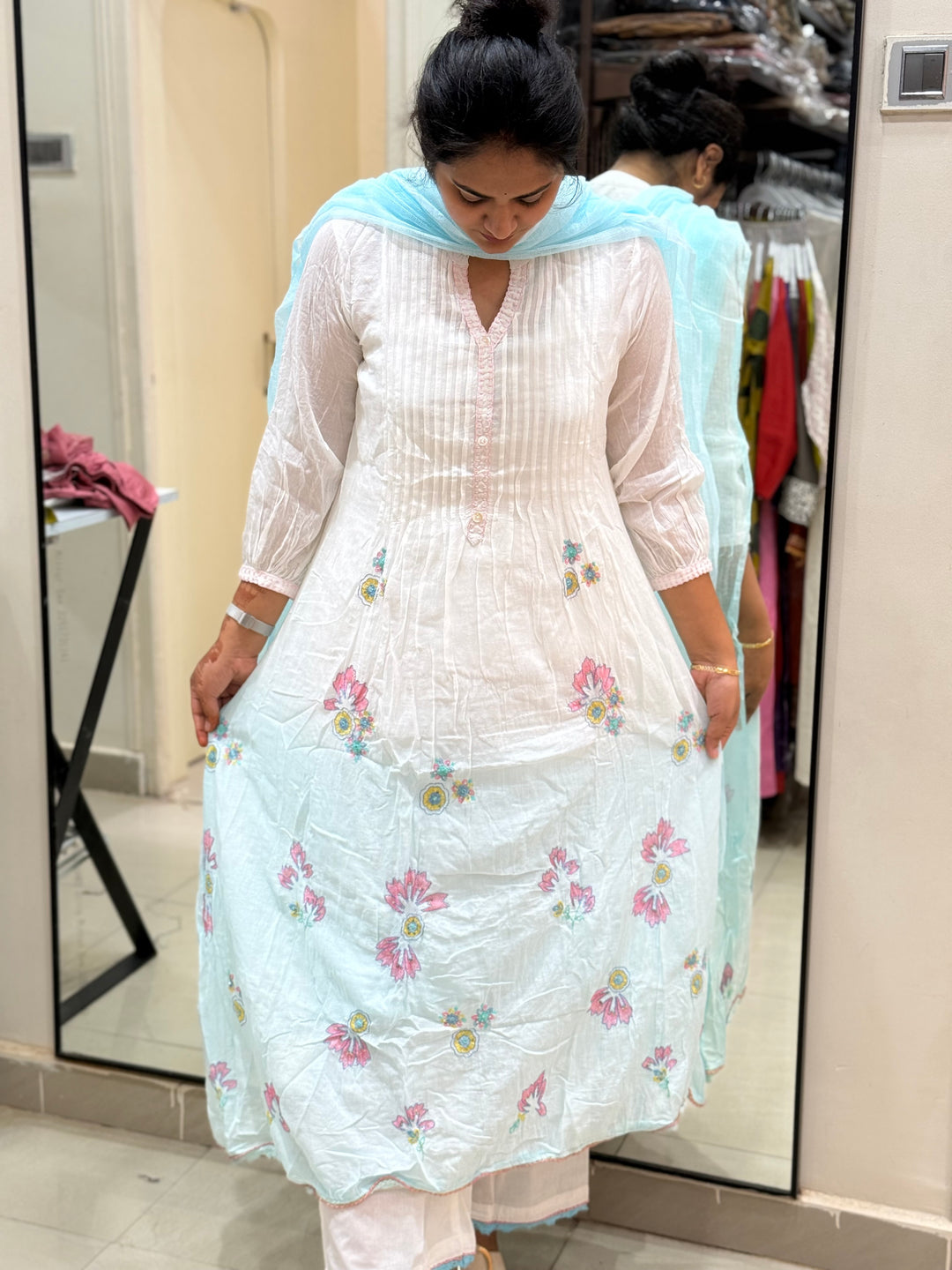 Premium Mul Cotton Ombré Shade Collection With Kota Doria Dupatta | R176
