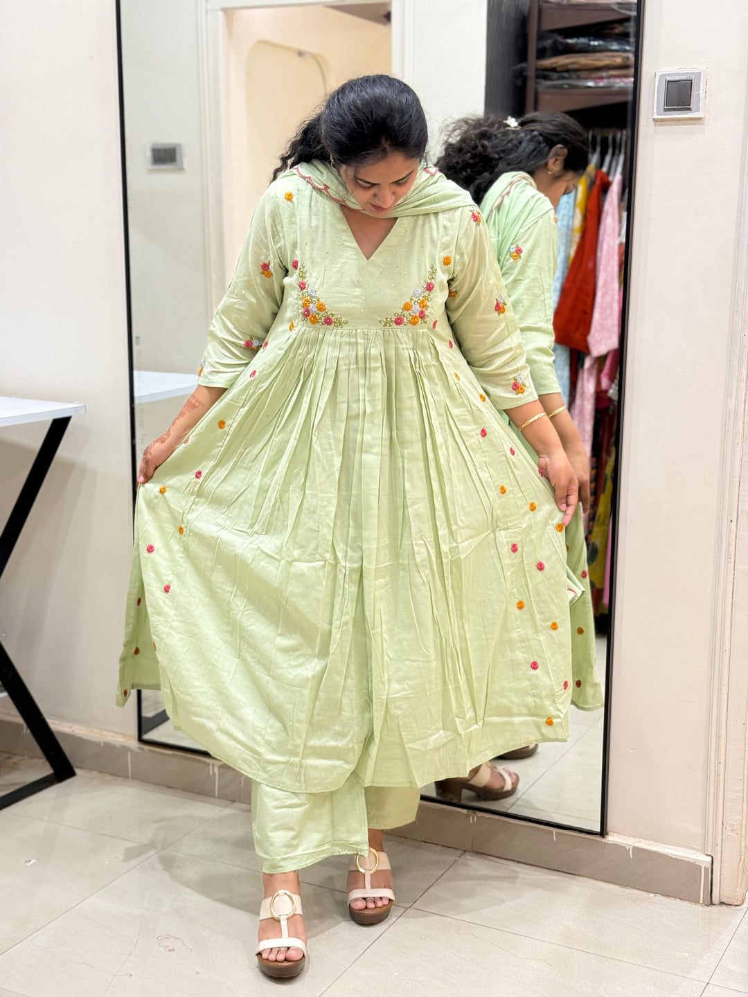 Mul Cotton with Embroidery work | Restocked (Cotton Lining) | R174