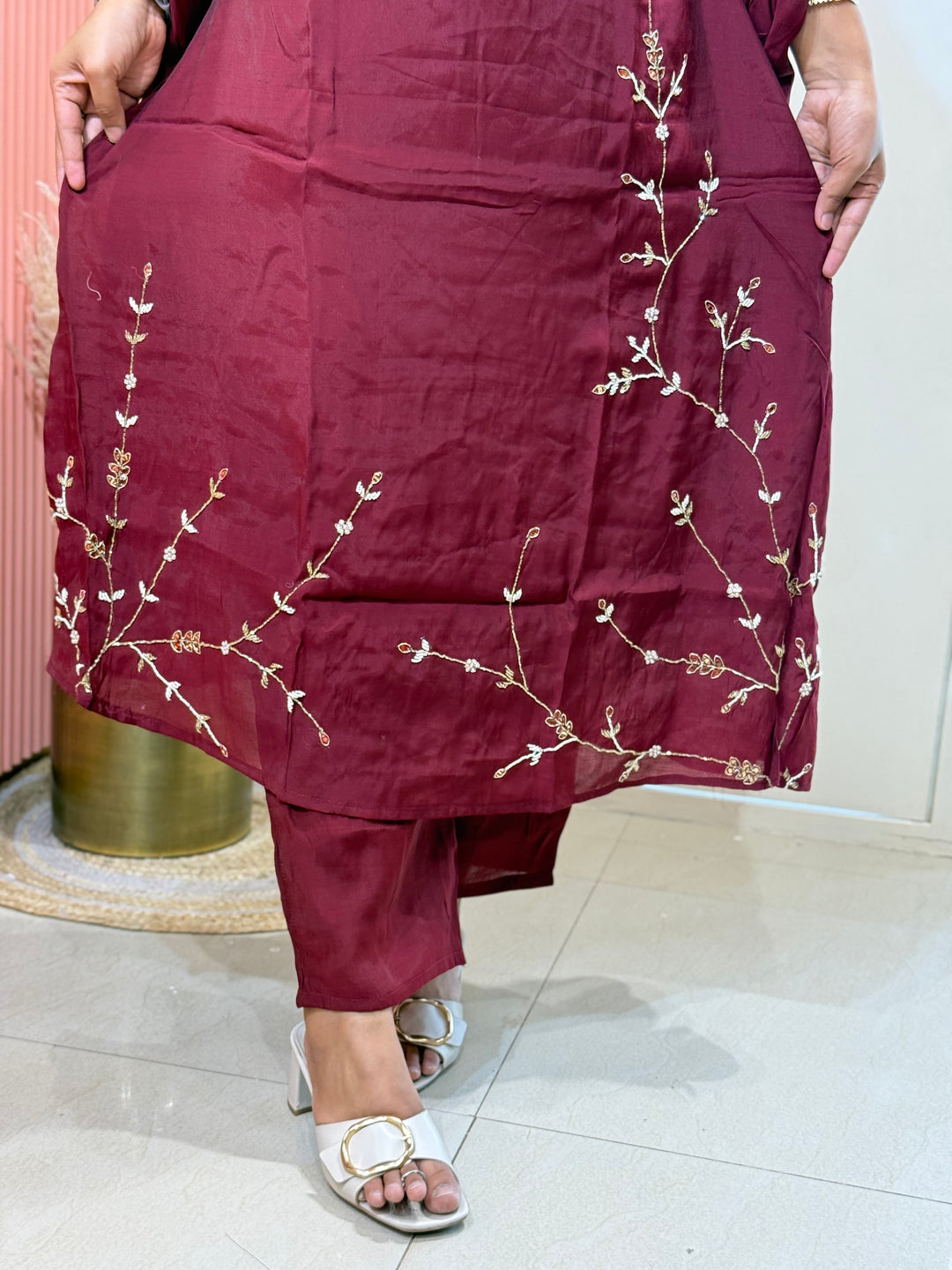 S Mul Chanderi 3 Pc Suit Collection Semi Party Wear| R138