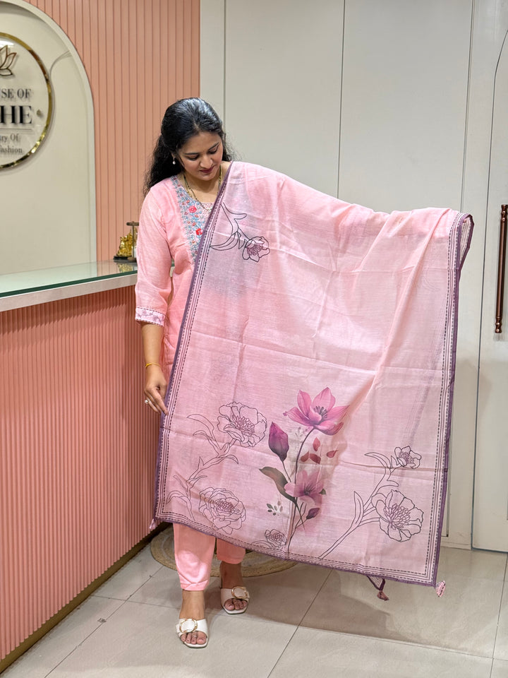 Silk Linen Fabric Collection with Hand Embroidery | R113