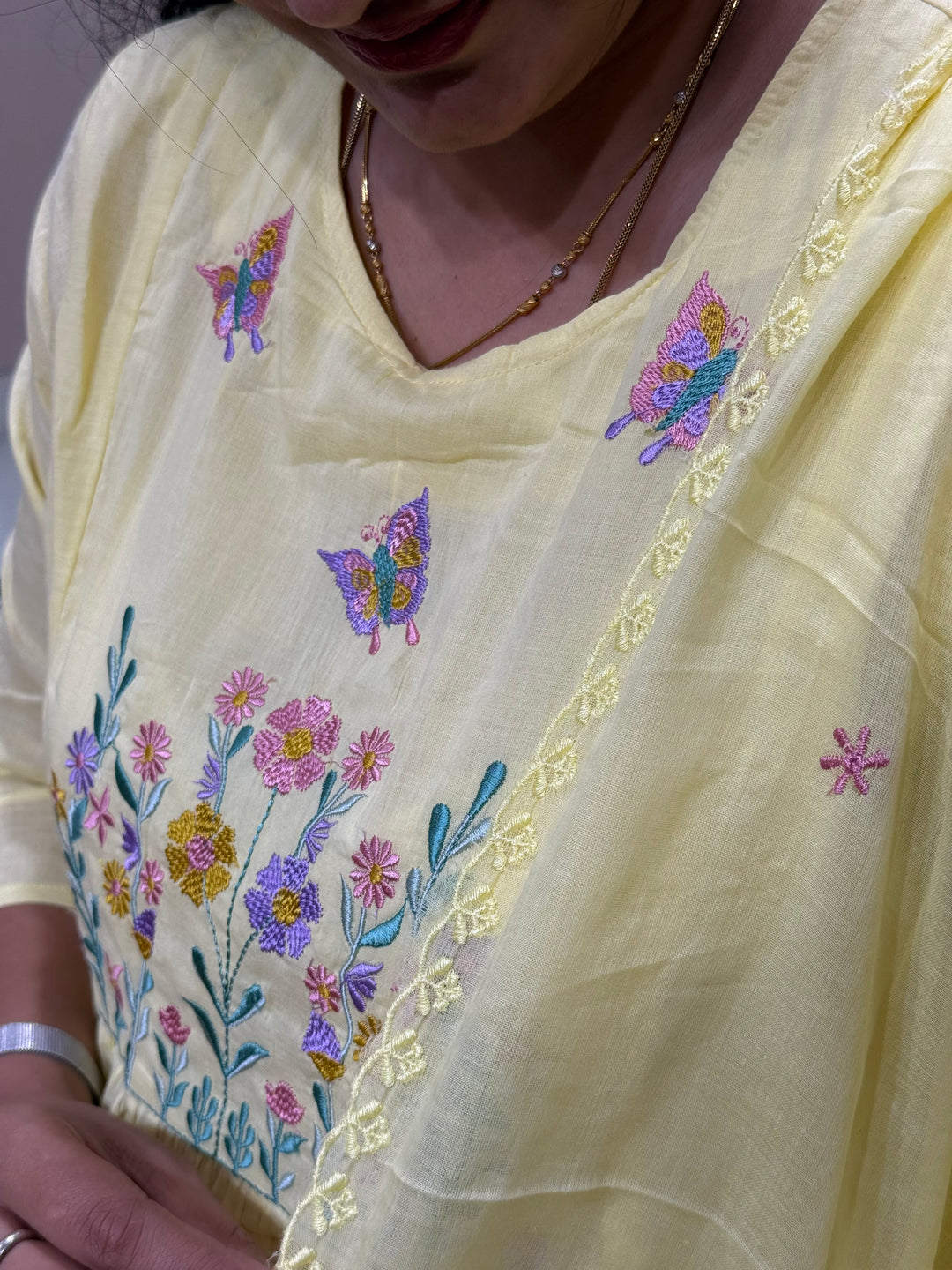 Pure Mul Cotton with embroidery Work (Pockets Available Both Sides)| R190