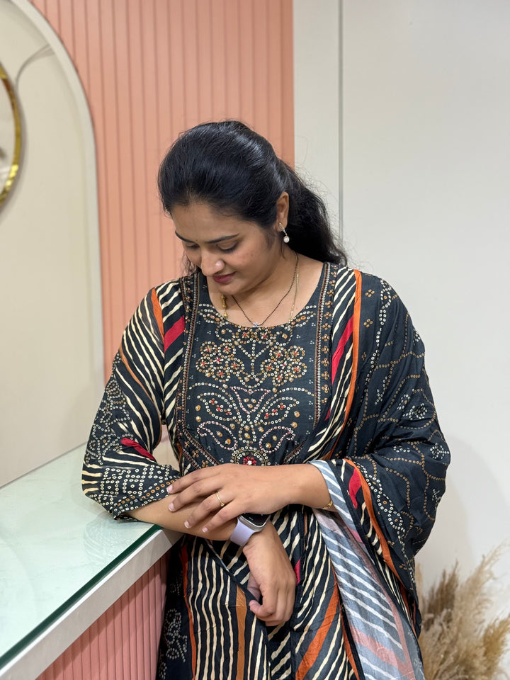 Tusser fabric with Bandhani design Collection (Cotton Lining )| R227