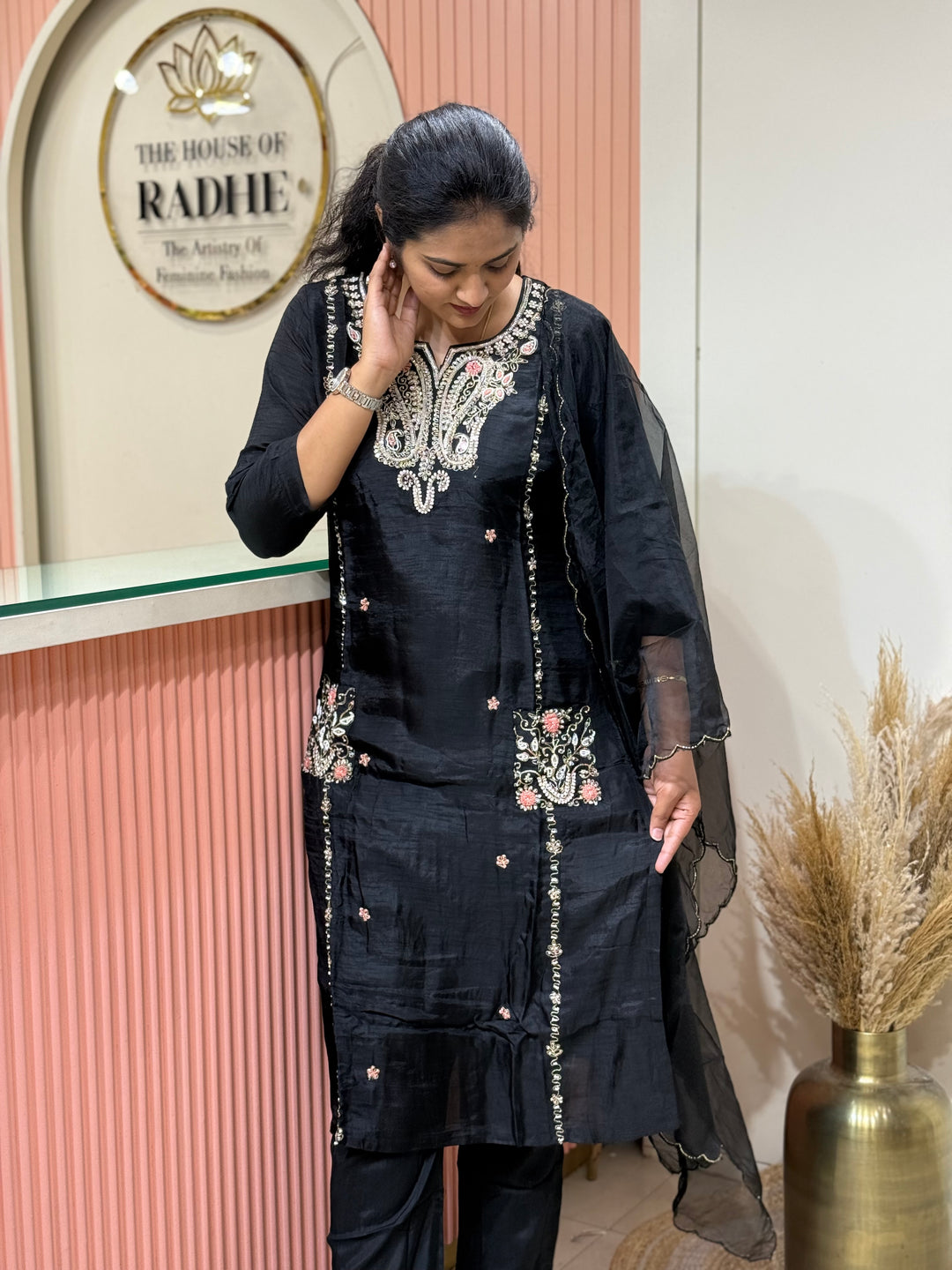 Dola Silk 3Pcs Collection with Handwork | R218
