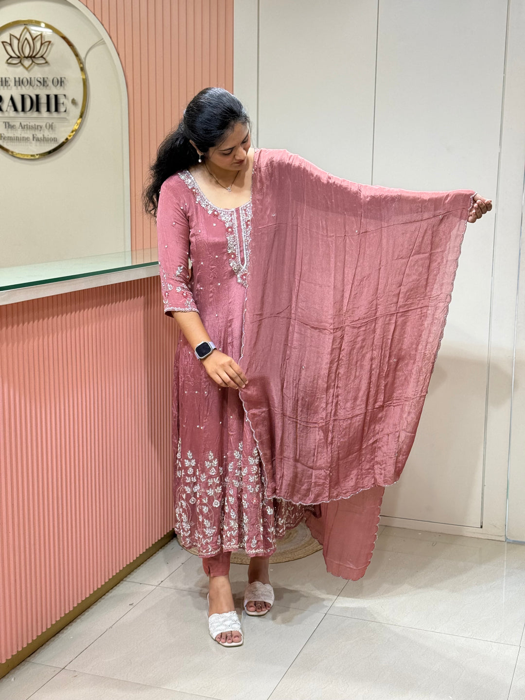 Pure Chinon Festive Collection | Full Handwork, Sequin &amp; Cut Dana | R177