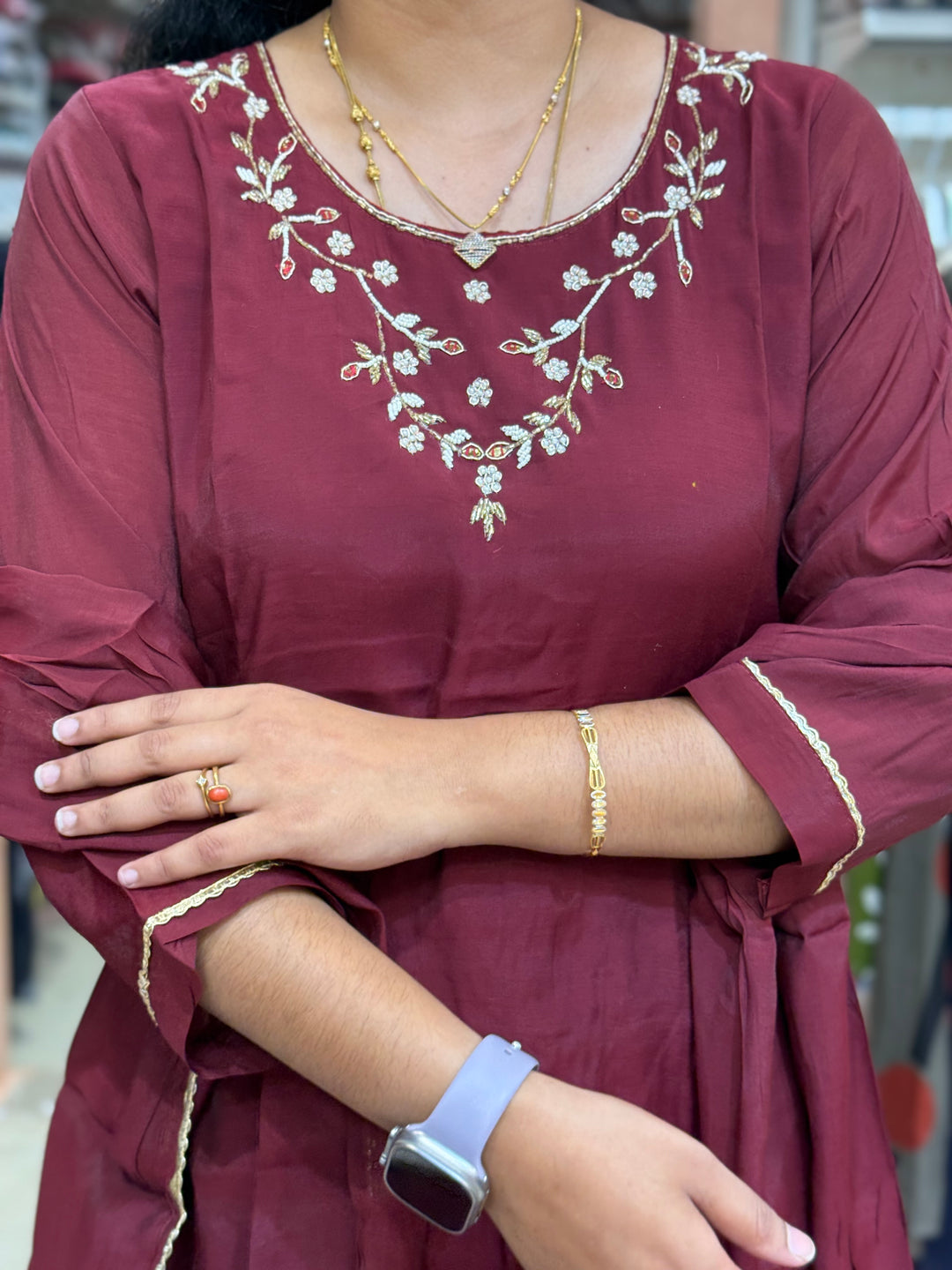 S Mul Chanderi 3 Pc Suit Collection Semi Party Wear| R138