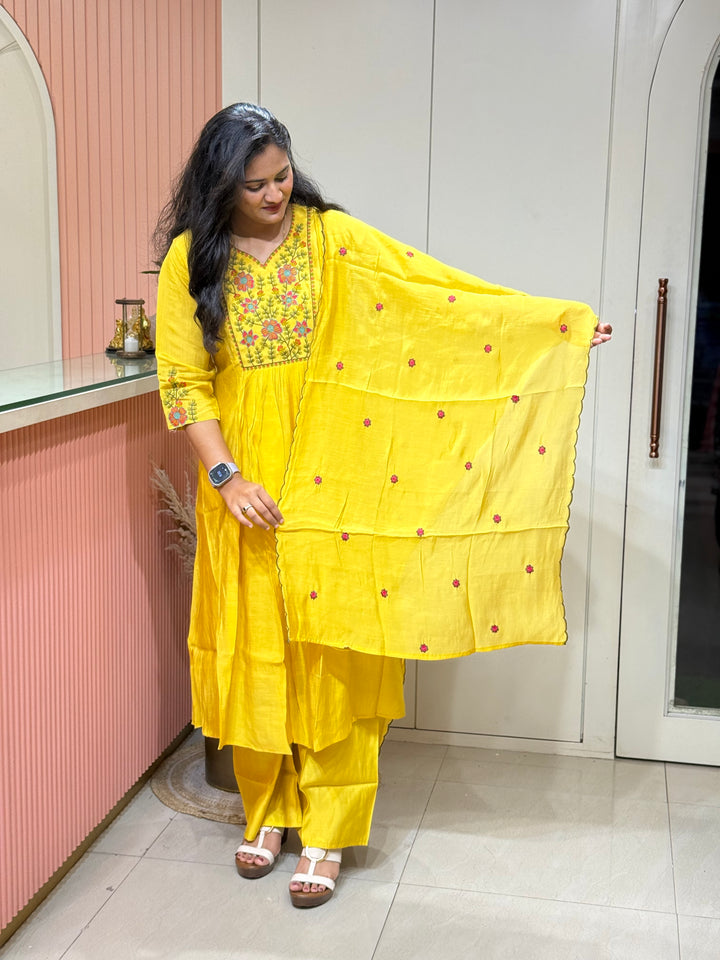 Mul Chanderi Collection with Embroidery work (Cotton Lining)| R204