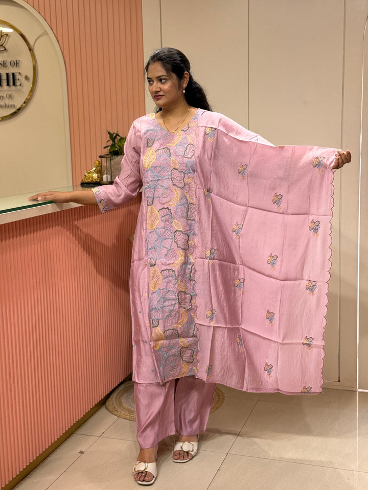 Mul Chanderi with Embroidery work ( Cotton Lining )| R204