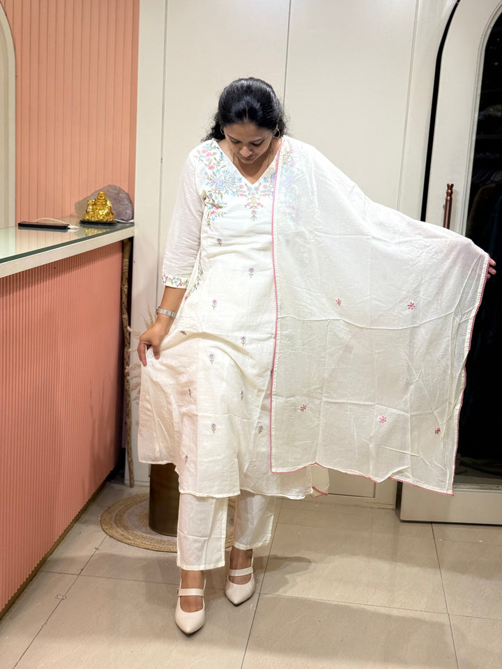 Pure Mul Cotton with Embroidery Work (Cotton Lining)  | R168