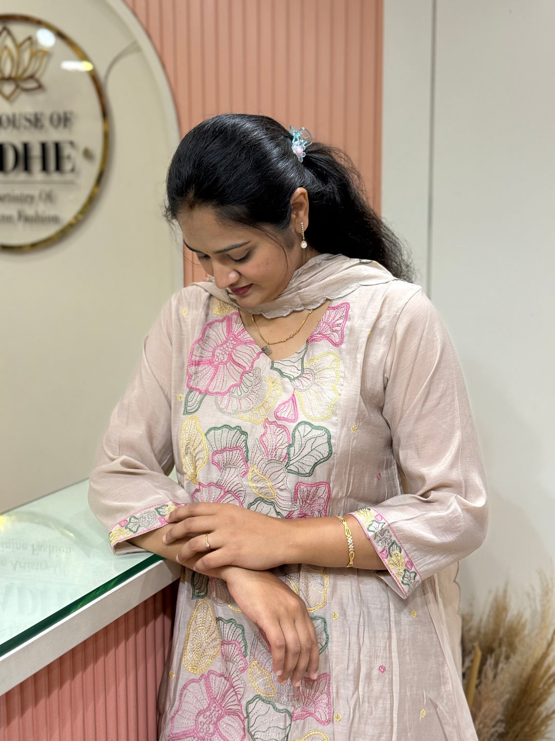 Mul Chanderi with Embroidery work ( Cotton Lining )| R204