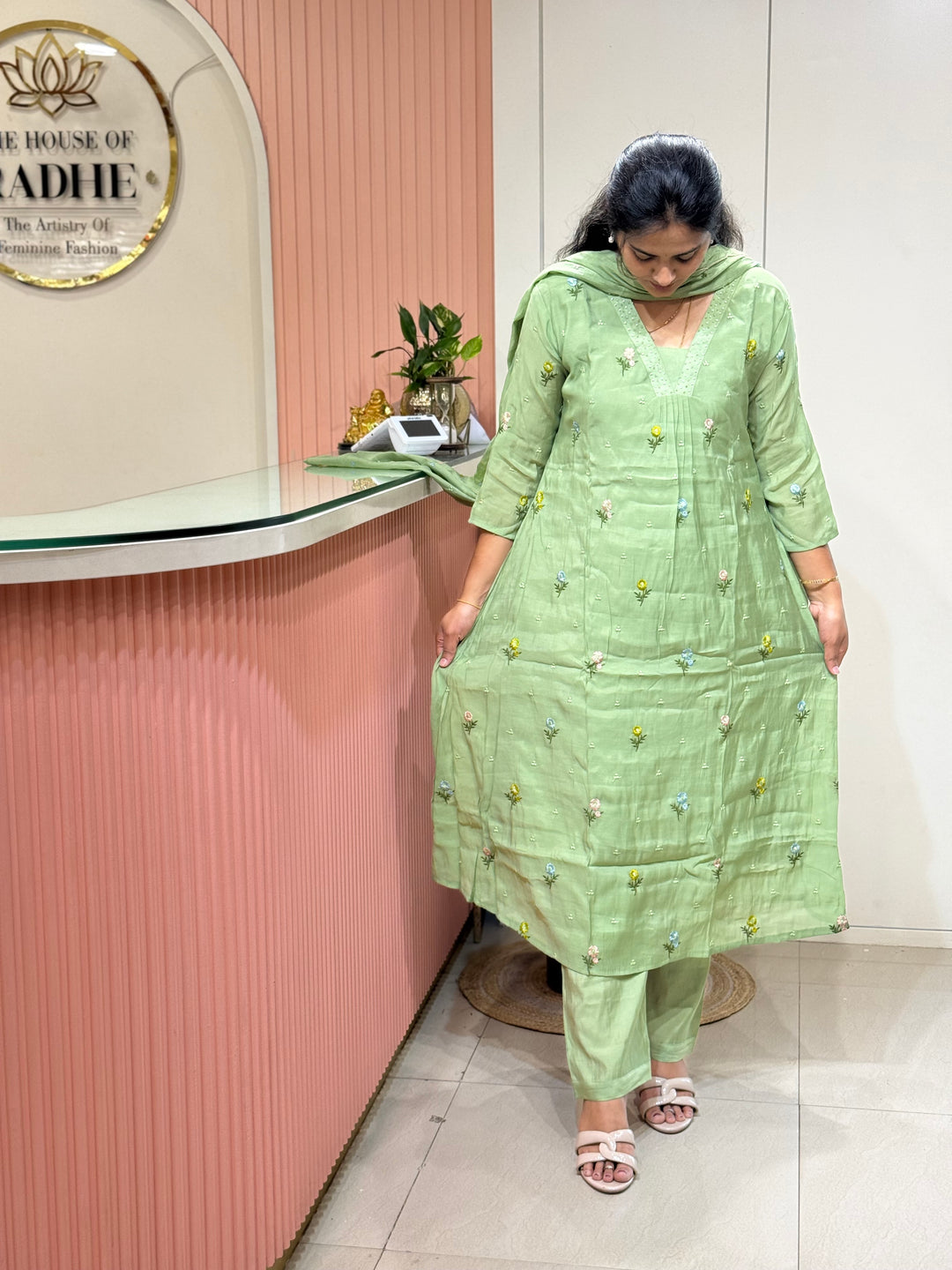 Mul Chanderi with Beautiful  Embroidery work| R209