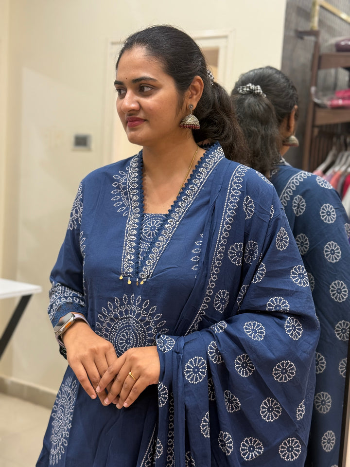 60-60 Cotton A-Line 3 Pc Kurta Set with Palazzo – RADHE97