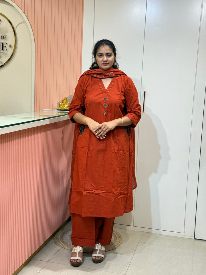 Trending Cotton 3 Pcs Kurta Set for Women Summer Collection |RADHE99