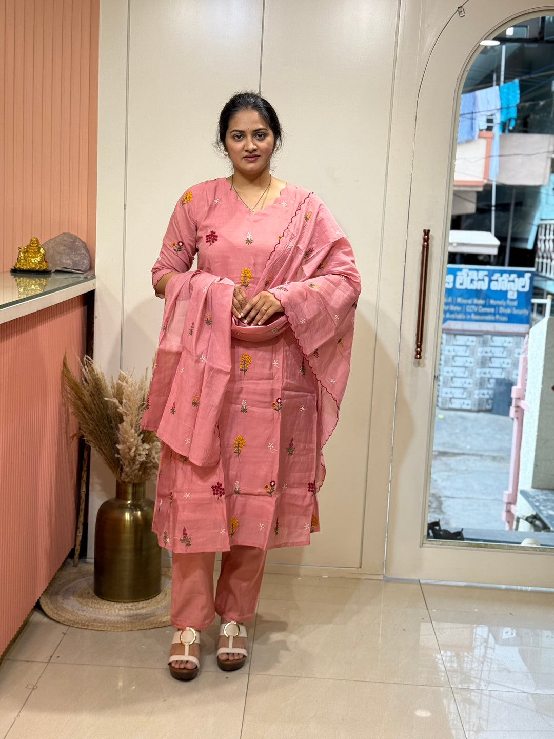Mul Chanderi Embroidery Collection – Elegant Flare Pattern | R179