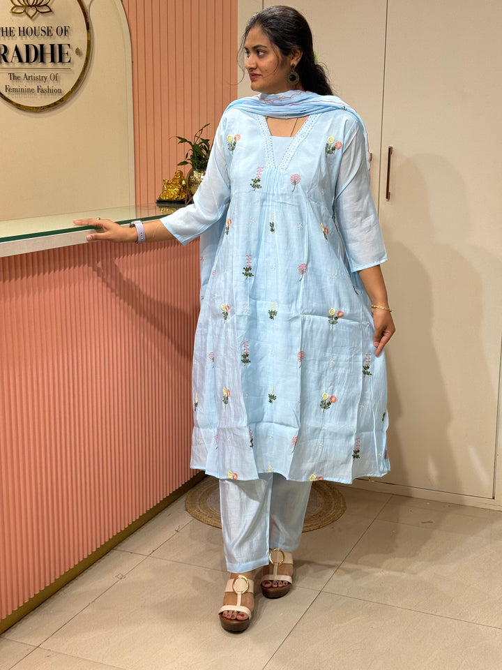 Mul Chanderi Collection With Embroidery Work | R179