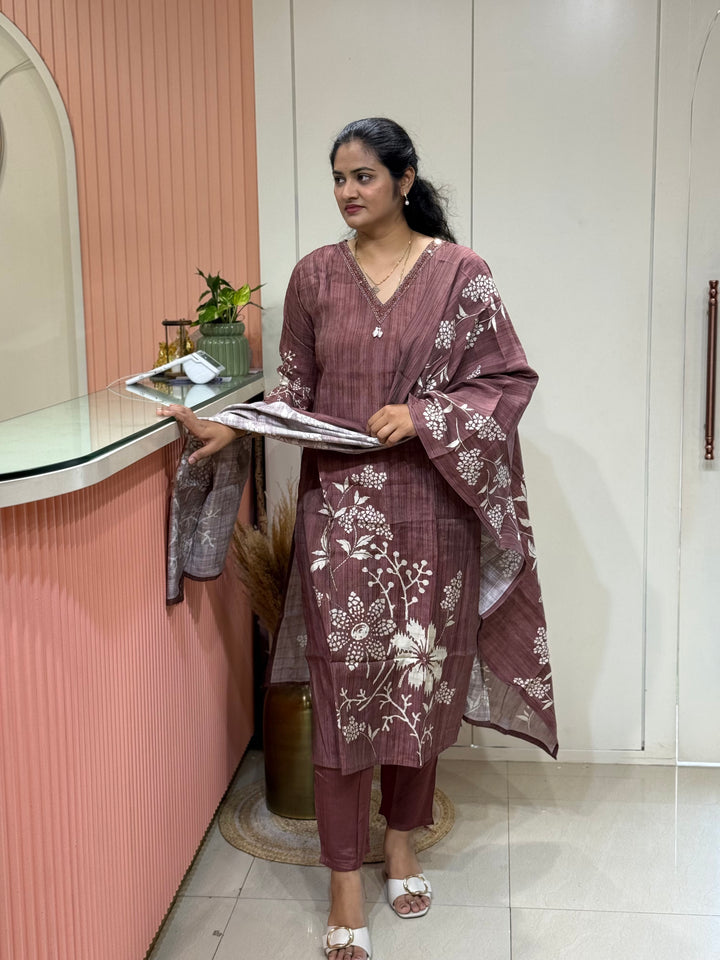 Premium Vatican fabric with beautiful floral work | R146