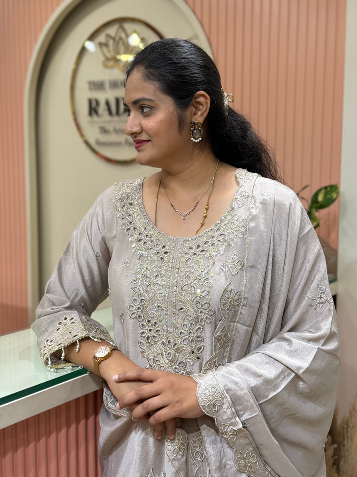 Pure Tissue Silk Collection with Beautiful Work ( flare Plazo) | R148