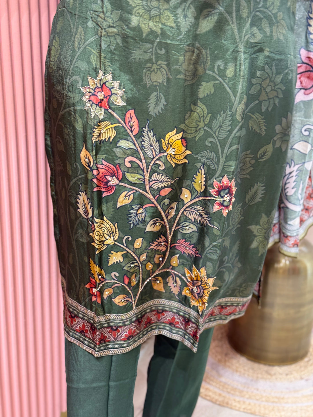 Tusser fabric with Figure design Collection (Cotton Lining )| R227