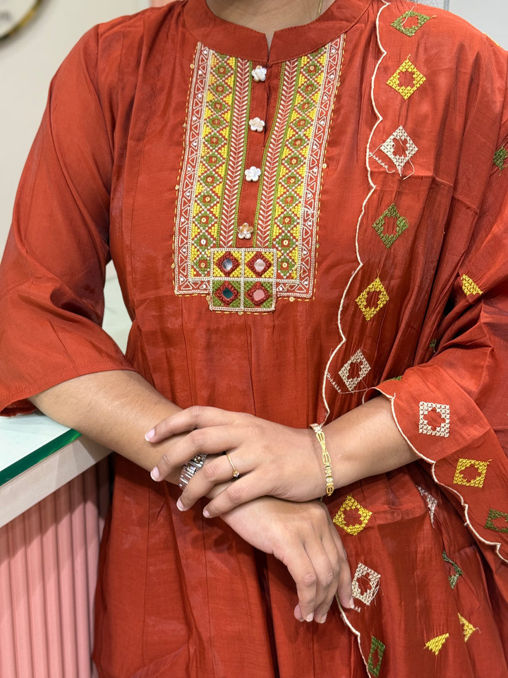 Mul Chanderi Collection with High neck | R216