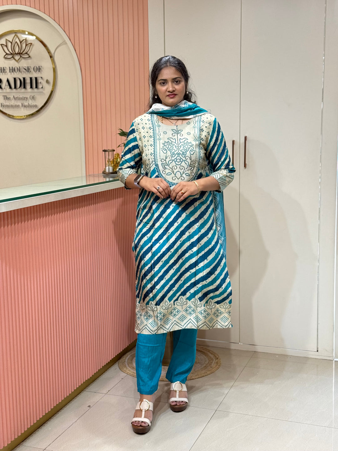 Tusser fabric with Bandhani design Collection (Cotton Lining )| R227